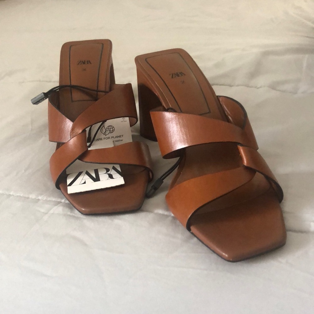 Zara heels. Zara brown leather heels